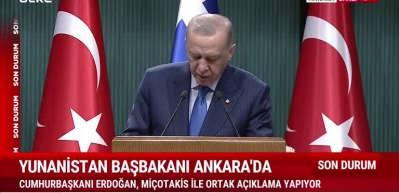 Cumhurbaşkanı Erdoğan, Mi&ccedil;otakis ile ortak basın a&ccedil;ıklaması yaptı