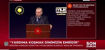 Cumhurbaşkanı Erdoğan: Gazze'de son asrın en hoyrat soykırımlarından biri işleniyor