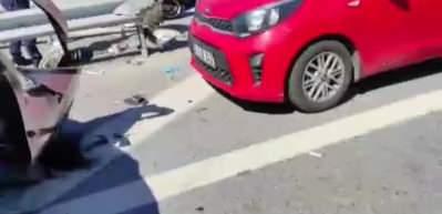 Eyüpsultan TEM Otoyolu'nda iki otomobil çarpıştı! Yaralılar var
