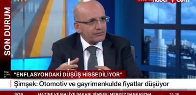 Mehmet Şimşek: "Vatandaş d&uuml;ş&uuml;ş&uuml; hissetmeye başladı"