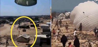 Gazze&rsquo;ye yapılan hava yardımı bir &ccedil;adırın &uuml;zerine d&uuml;şt&uuml;