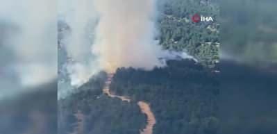 İzmir &Ouml;demişte yangın &ccedil;ıktı ekipler s&ouml;nd&uuml;rme m&uuml;dahalelerine devam ediyor