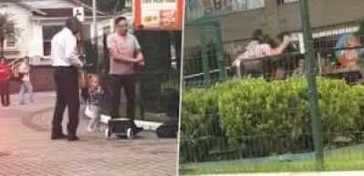 Satıcı bebek arabasını tekmeledi: Sinirlenen baba satıcıyı bı&ccedil;akladı!