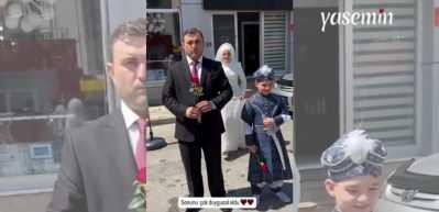 Sosyal medya şaşırtmaya devam ediyor! Oğlunun sünnet düğününde kendi düğünüymüş gibi...