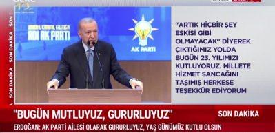 AK Parti 23. kuruluş yılını kutluyor! Cumhurbaşkanı Erdoğan ge&ccedil;irilen badireleri tek tek anlattı