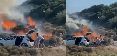 Urla'da yangının &ccedil;ıkış anını kaydettiler: Allah belanızı versin