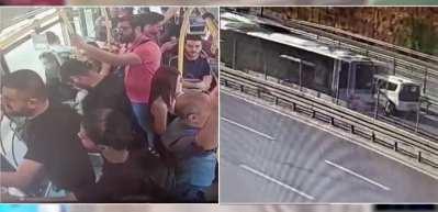 Sefak&ouml;y'de iki metrob&uuml;s &ccedil;arpıştı: İşte kaza anı