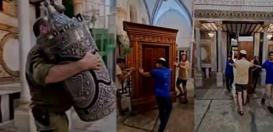 Filistin'de Osmanlı'nın emaneti Harem-i İbrahim Camii'nde kahreden g&ouml;r&uuml;nt&uuml;