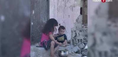 Gazze'de yine &ccedil;ocuk dramı: Yetim kız tek yiyeceğiyle kardeşini doyurdu
