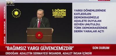 Cumhurbaşkanı Erdoğan : Adaletin reytinge kurban gitmesine izin vermeyiz, dedi