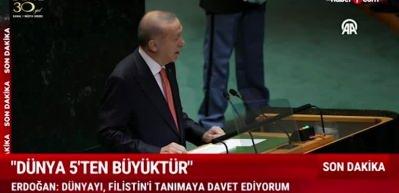 Cumhurbaşkanı Erdoğan, BM Genel Kurulu'nda konuşuyor