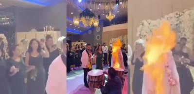 Kadir Ezildi ve nişanlısından ikinci nişan töreninde alevli davul şovu! 