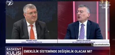 Abdullah G&uuml;ler, Başkent Kulisi'nde Emeklilik sistemiyle ilgili a&ccedil;ıklamalarda bulundu