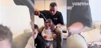 Bir baba kızının saçını nasıl toplayacağını bilemedi! Popüler yöntemi o da denedi