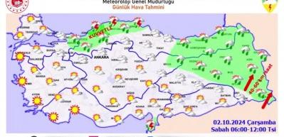 Meteoroloji 2 Ekim hava durumu raporunu yayımladı