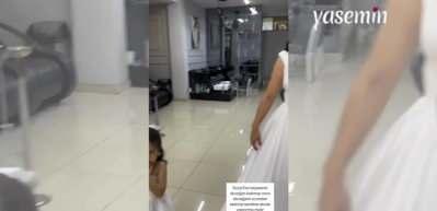 Gelin olan teyzesine özenen küçük Eva yüzleri gülümsetti! Hızını alamadı ve...