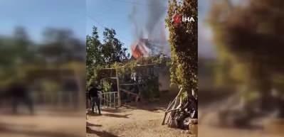 Yanan ev bomba gibi patladı