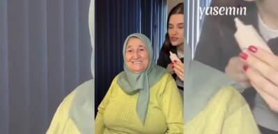 Hayatında ilk defa makyaj yaptırdı! Anneannesine makyaj yapan torun...
