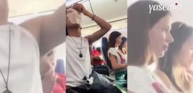 Uçakta beraber maske yaptılar! İlk başta tuhaf bulsalarda daha sonra...
