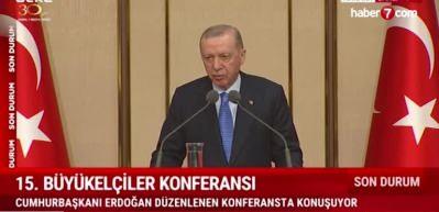Cumhurbaşkanı Erdoğan 15. B&uuml;y&uuml;kel&ccedil;iler konferansında konuştu
