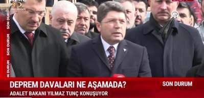 Adalet Bakanı Yılmaz Tun&ccedil; 6 Şubat depremi davaları hakkında konuştu