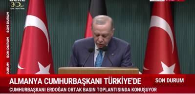 Almanya Cumhurbaşkanı Steinmeier Ankara'da! Cumhurbaşkanı Erdoğan'dan Gazze vurgusu