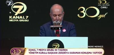 Kanal 7 Medya Grubu 30 yaşında! Zekeriya Karaman: 'İnanç ve azimle bu yola çıktık'