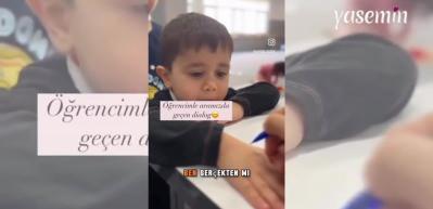 Öğretmen ve öğrenci arasındaki tatlı diyalog görenlerin yüzünü gülümsetti! 
