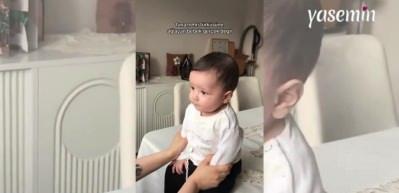 Türküyü duyar duymaz gözleri dolan bebeğin tatlığı büyük beğeni topladı!