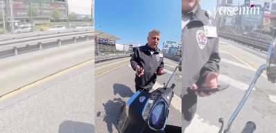 Yanlışlıkla motosikletiyle metrobüs yoluna girdi! "Ya sen nasıl girdin bu yola?"