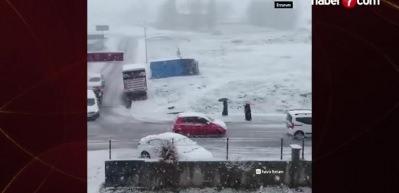Erzurum’da bahar ortasında kar sürprizi!