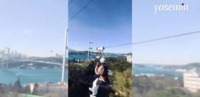 Turistler boğaz manzarasının keyfini zipline yaparak çıkardı!