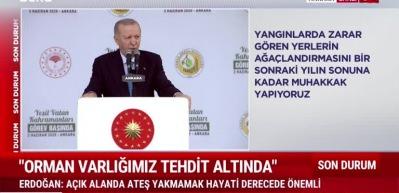 Erdoğan: 2002'de 73 ton olan havadan su atma kapasitemizi 27 u&ccedil;ak, 105 helikoptere &ccedil;ıkardık