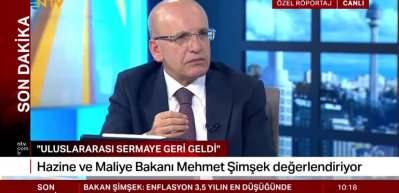 Bakan Mehmet Şimşek "Enflasyon 3,5 yılın en d&uuml;ş&uuml;k seviyesinde" dedi