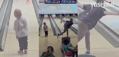 Baba oğuldan bowling şov! Görenleri hayran bıraktılar
