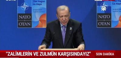 Cumhrubaşkan Erdoğan NATO'da T&uuml;rk savunma sanayisine y&ouml;nelik yatırımlar hakkında konuştu