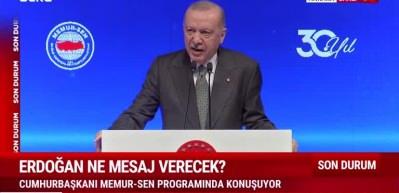 Cumhurbaşkanı Erdoğan Memur-Sen "Hep demokrasinin yanında saf tutmuştur" dedi