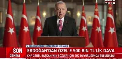 Başkan Erdoğan'dan Özgür Özel'e 500 bin TL'lik dava