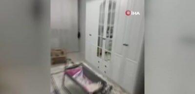 Bebek odasının tavanı &ccedil;&ouml;kt&uuml;, minik bebek saniyelerle kurtuldu