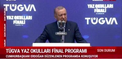 Cumhurbaşkanı Erdoğan, TÜGVA yaz okulları finalinde konuşuyor
