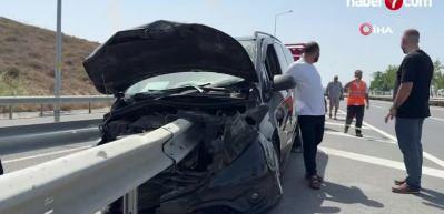 VIP araç bariyere saplandı, facia kıl payı atlatıldı