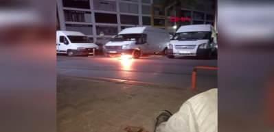 Alacaklı kişi borçlu firmanın araçlarını yaktı ve o anları da kayda aldı