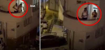 Balkona iç çamaşırı ile çıkan maganda, komşuları uyarınca dehşet saçtı!
