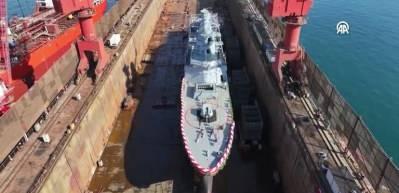 TCG İ&ccedil;el fırkateyninin denize indirme t&ouml;reni ger&ccedil;ekleştirildi