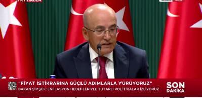 Bakan Şimşek: Enflasyon hedefleriyle tutarlı politikalar izliyoruz