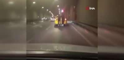 Gençlerin tehlikeli eğlencesi yürekleri ağza getirdi