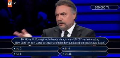 'Kim Milyoner Olmak İster'e doğru cevabı alkışlanmayan Gazze sorusu! Geceye damga vurdu