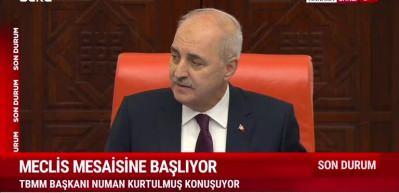 Meclis Başkanı Numan Kurtulmuş Meclis'in yeni yasama yılında konuştu