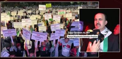 Konya'da on binlerce kalp Gazze i&ccedil;in kıyamda