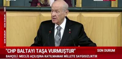 MHP lideri Devlet Bah&ccedil;eli "CHP baltayı yine taşa vurmuştur" dedi